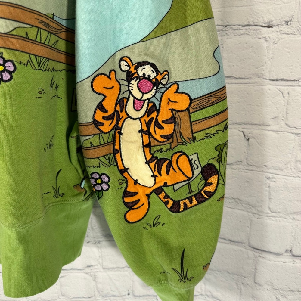 Disney Winnie the Pooh Hundred Acre Wood Friends Sweatshirt Green Blue Small - Picture 3 of 12